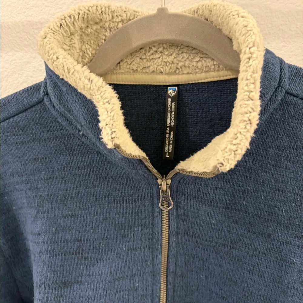 Women’s Kuhl Blue Sherpa-trimmed quarter zip sweater - Picture 1 of 6